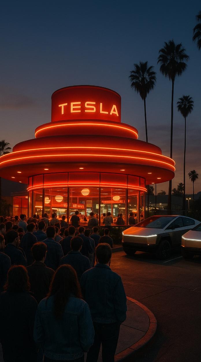 Tesla Diner Meets Yamaha TZ750