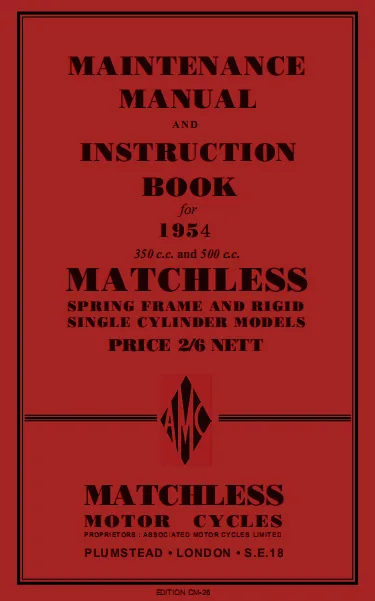 Classic AJS Matchless Instruction Maintenance Singles 1954