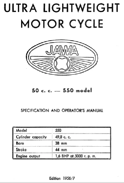 Classic Jawa 550 Owners Handbook